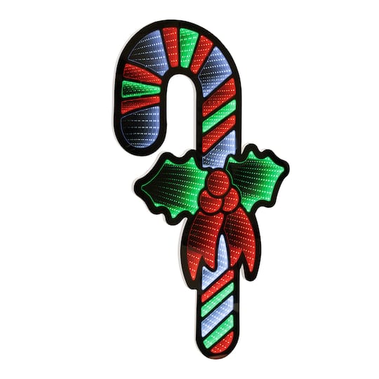 Melrose 35.25" Hanging Candy Cane with Holly EkkoLight
